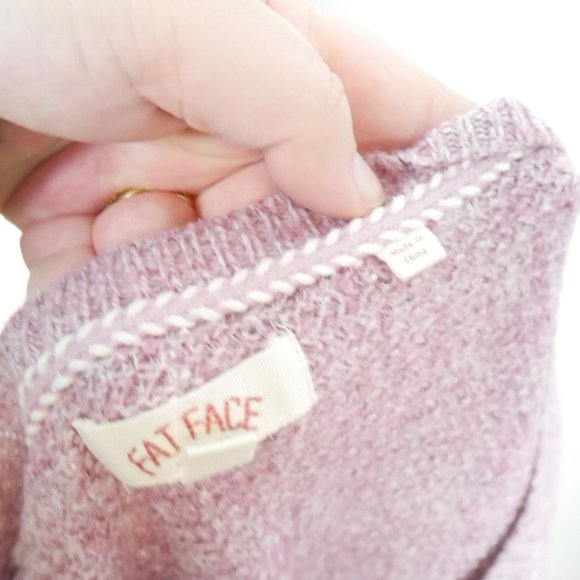 Fat Face United Kingdom Long Sleeve Crewneck Pink Knit Sweater US 8 UK 12 - Picture 3 of 10